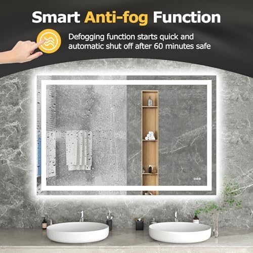 Hivone 60"X40" LED Bathroom Mirror with Lights, UL Listed