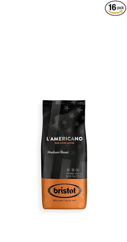 Bristot L‘americano Filter Coffee | Medium Roast Ground Coffee | Filter | 16 Bags