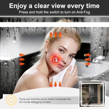 LED Bathroom Mirror with Lights, 30 x 30 Lighted Vanity Wall Mirror