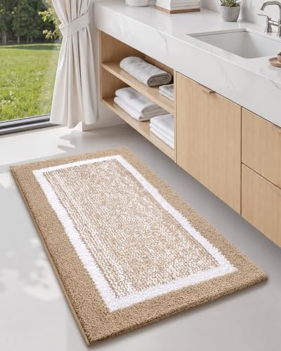 Color&Geometry Simple and Stylish Large Bathmats for Bathroom,24"x36" Khaki