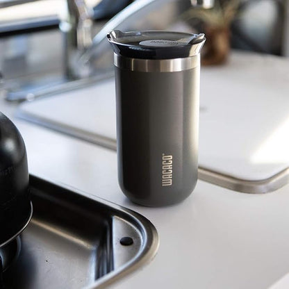 WACACO Octaroma Lungo Vacuum Insulated Coffee Mug, Double-wall Stainless Steel Travel Tumbler With Drinking Lid, 10 fl oz(300ml)， Dim Grey