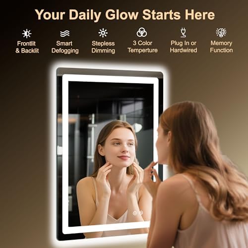 LED Bathroom Mirror, 24"x32" Bathroom Vanity Mirror with Lights