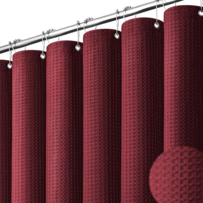 Dynamene Waffle Shower Curtain 256 GSM Heavy Duty Fabric 72"x72" Burgundy