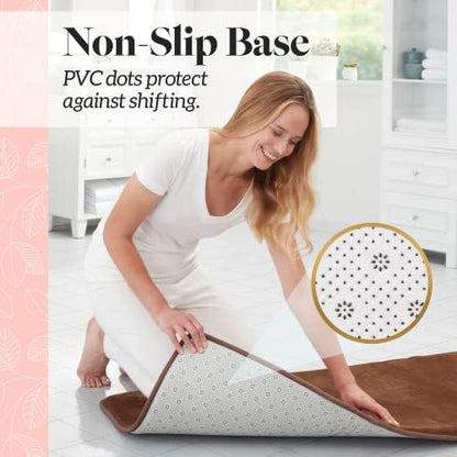 Memory Foam Bath Mat Non Slip Absorbent Super Cozy Velvet Bathroom Rug Carpet (22 inches X 36 inches, Brown)