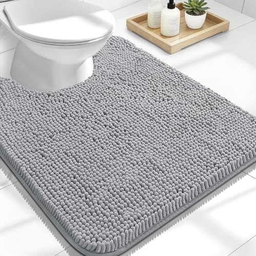 OLANLY Toilet Rugs U-Shaped 24x20, Soft Absorbent Chenille Contour Rugs