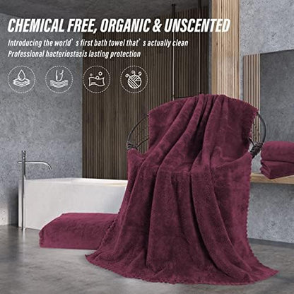 MOONQUEEN 6 Pack Premium Bath Towel Set - Quick Drying - Microfiber Coral Velvet Highly Absorbent Towels - Multipurpose Use as Bath Fitness, Bathroom, Shower, Sports, Yoga Towel (Burgundy)