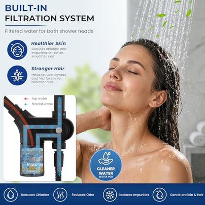 Ryamen Upgraded Filtered Shower Head with Handheld, 10 inch Rain Showerhead