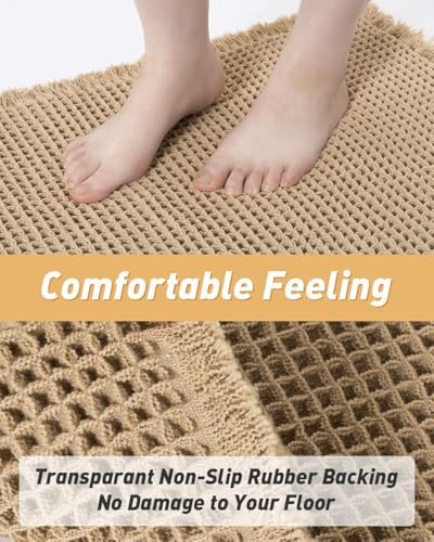 Upgraded Waffle Bath Mat Ultra Absorbent Non Slip Bathroom Mat, 20" x 32"