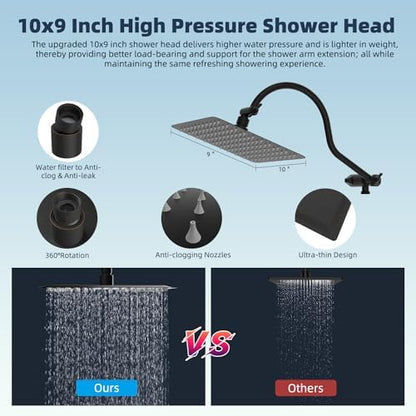 Hibbent All Metal Dual Filtered Rainfall High Pressure 10'' Shower Head