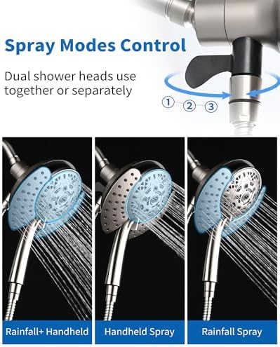 INAVAMZ 2 in 1 Shower Head with Handheld Combo High Pressure Nickel 2.5 GPM