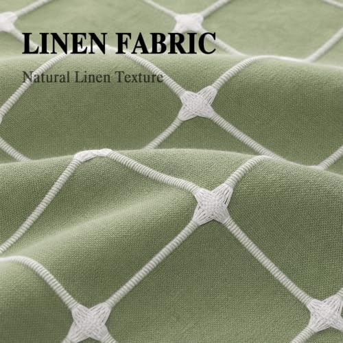 Farmhouse Shower Curtain Button Plaid-Green-Green Stripe 72"W x 72"L