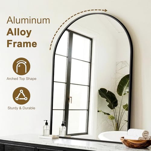 FGU Arched Bathroom Mirror for Over Sink 2 Pack 38"x26" Black Vanity Mirror