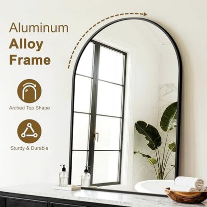 FGU Arched Bathroom Mirror for Over Sink 2 Pack 38"x26" Black Vanity Mirror