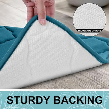 OLANLY Memory Foam Bath Mat Rug 36x24, Soft Bathroom Rugs, Peacock Blue