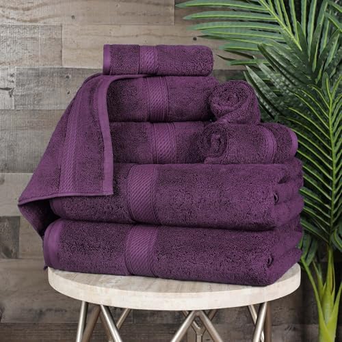 SUPERIOR Egyptian Cotton Ultra Plush & Absorbent, 8 Piece Set, Plum