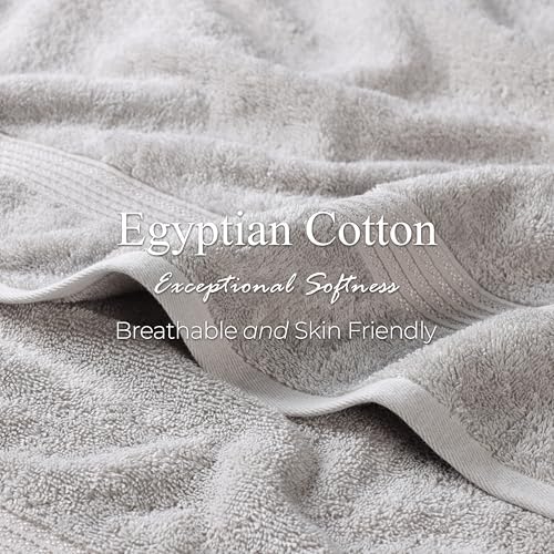 Superior Egyptian Cotton 12-Piece Towel Set, Assorted Towels for Home Bathroom, Guest Bath Decor Essentials, Includes 4 Bath, 4 Hand, 4 Face Towels/Washcloths, Quick Dry, Absorbent - Silver