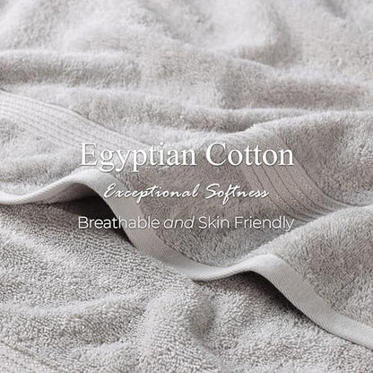 SUPERIOR Egyptian Cotton 9-Piece Towel Set, Assorted Towels for Home Bathroom, Guest Bath Decor Essentials, Includes 3 Bath, 3 Hand, 3 Face Towels/Washcloths, Quick Dry, Absorbent - Silver