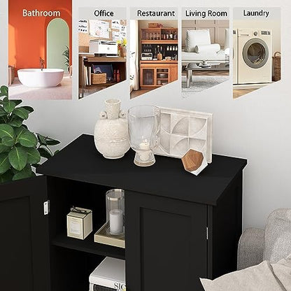 TaoHFE Black Bathroom Storage Cabinet,Bathroom Cabinets Freestanding