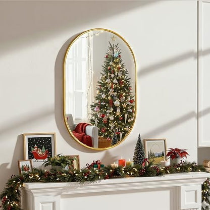 Oval Bathroom Mirror for Wall, 20"x30" Gold Bathroom Vanity Mirror