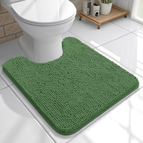 OLANLY Toilet Rugs U-Shaped 20x20, Soft Absorbent Chenille Contour Rugs