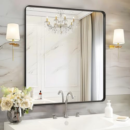 Black Bathroom Vanity Mirror Over Sink 36x36, Big Wall Square Mirror