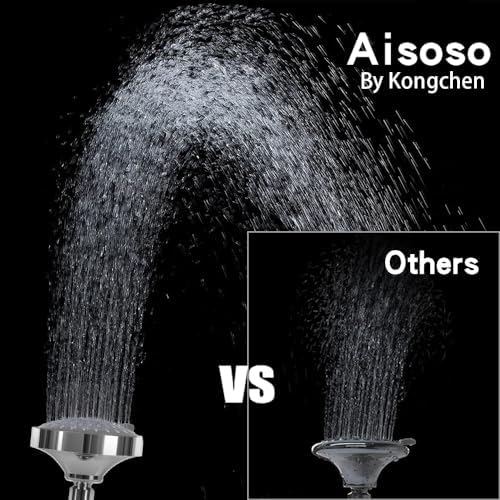 AISOSO High Pressure Rain Shower Head 5 Modes Showerhead 4.1 Inch Chrome