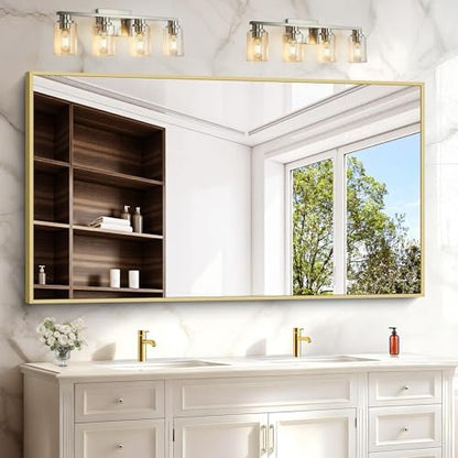 COFENY 30x55In Gold Bathroom Mirror for Wall, Brushed Gold Rectangle Mirrors with Metal Frame, Bathroom Rectangular Mirror Modern Wall Mirror for Bedroom Living Room, Hangs Horizontal or Vertical