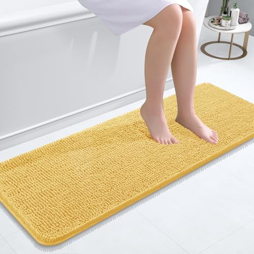 OLANLY Bathroom Runner Rugs 47x17, Extra Soft Absorbent Chenille Bath Rugs