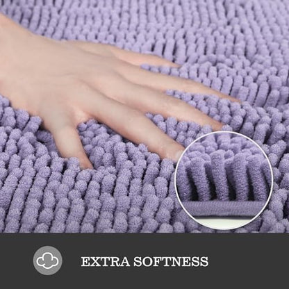 Yeaban Chenille Lavender Bathroom Runner Rug 17"x47"