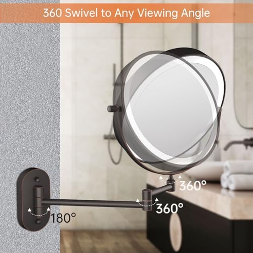 5000mAh Rechargeable Wall Mounted Lighted Makeup Mirror Double Sided 1X30X