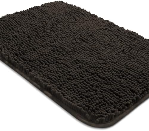 Yeaban Chocolate Brown Bathroom Rug 20"x32", Non-Slip Rubber Backing