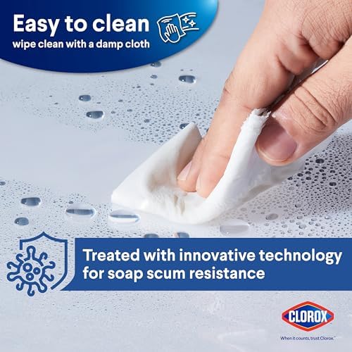 Clorox Shower Curtain Liner, Premium Medium-Weight Durable Waterproof 6g PEVA for Bathroom with Weighted Magnets, Extra Long 54" x 78", Clear 1 Pack