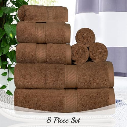 SUPERIOR Egyptian Cotton Ultra Plush & Absorbent, 8 Piece Set, Chocolate