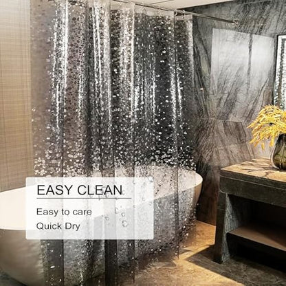Shower Curtain Liner, 100% Waterproof Eva Shower Curtains with 3 Duty Heavy Bottom Magnets and 12 Rust Proof Grommets, 72x72 Weighted Shower Liner for Shower Stall, Bathtubs