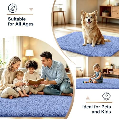 OLANLY Microfiber Bathroom Runner Rug 44x24, Soft Bath Mat, Cornflower Blue