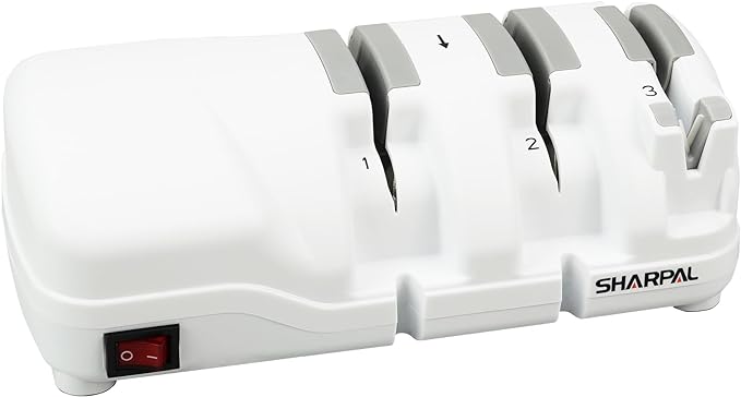 SHARPAL 198H Electric Knife Sharpener - 3 Stage Professional Knife Sharpening System with Diamond Wheels, Suit for Double-Beveled Straight Edge & Serrated Knives, Premium Fathers Day Gift