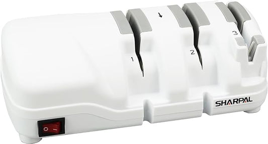 SHARPAL 198H Electric Knife Sharpener - 3 Stage Professional Knife Sharpening System with Diamond Wheels, Suit for Double-Beveled Straight Edge & Serrated Knives, Premium Fathers Day Gift