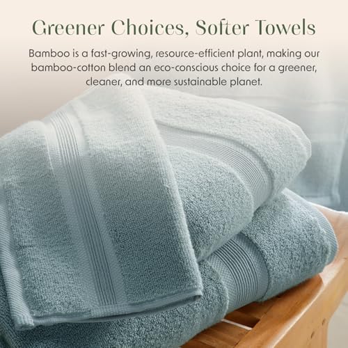 Springtree Home Luxury Bamboo Rayon Plush Bath Towel Set | 4-Pack | Aegean