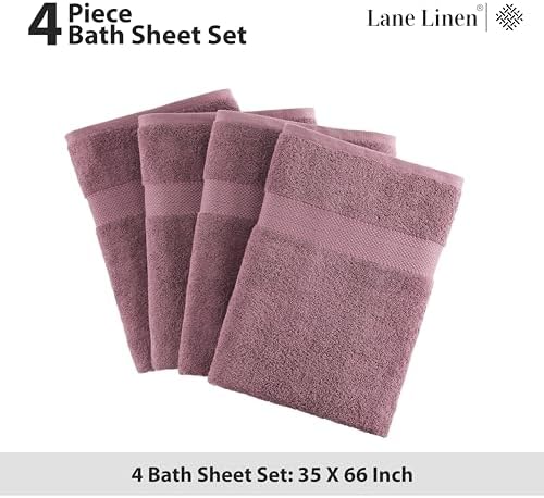 LANE LINEN Large Bath Sheets Oversized Soft Absorbent - Wishful Mauve