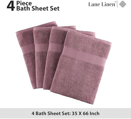 LANE LINEN Large Bath Sheets Oversized Soft Absorbent - Wishful Mauve