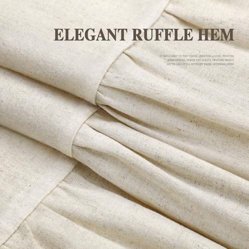 Farmhouse Shower Curtain Ruffle Linen Cream 72" W x 96" L