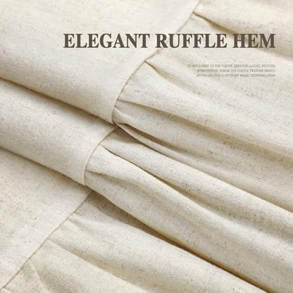Farmhouse Shower Curtain Ruffle Linen Cream 72" W x 78" L