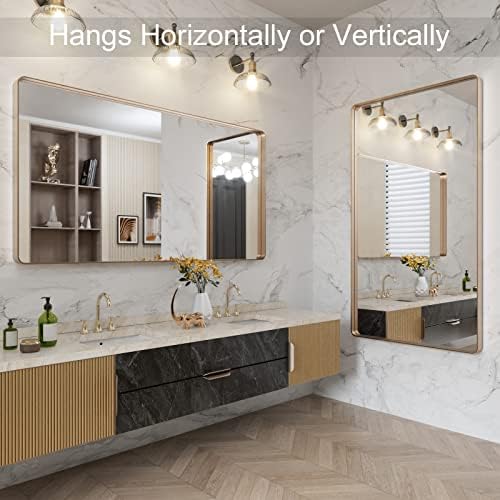 LOAAO 50"X30" Gold Bathroom Mirror