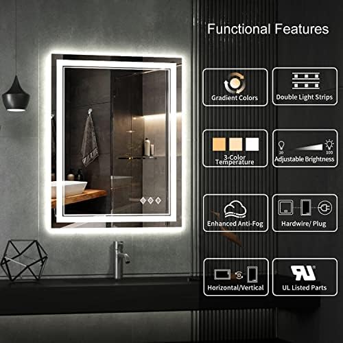 LED Bathroom Mirror, 24x32 Inch Vanity Mirror with Lights