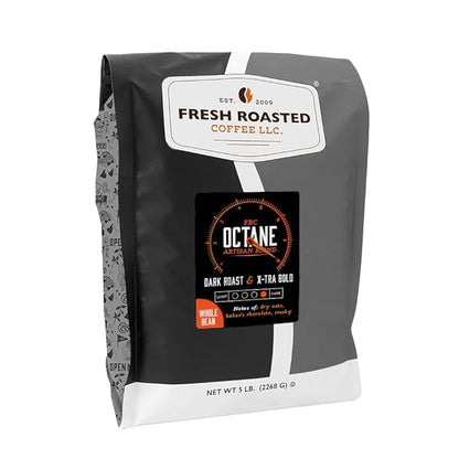 Fresh Roasted Coffee, Octane Whole Bean Coffee, Dark Roast, Kosher, 5 lb (80 oz)