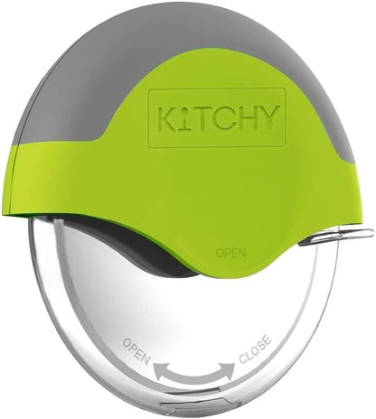 Kitchy Pizza Cutter Wheel, Heavy Duty Ergonomic Pizza Slicer with Easy Grip Non-Slip Handle and Blade Cover, Dishwasher Safe (Green)