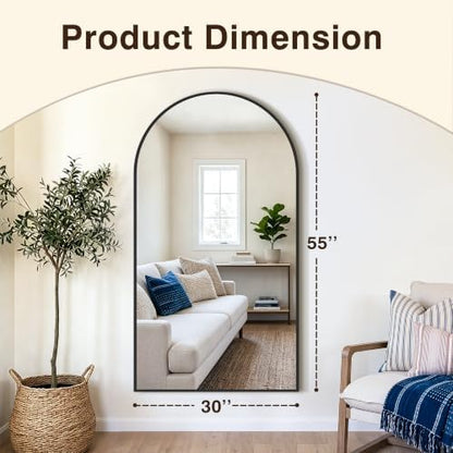 Arched Bathroom Vanity Mirror for Over Sink, 55”x30”, Black
