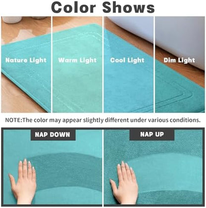 YIHOUSE Teal Memory Foam Bath Mat Set 5 Pieces