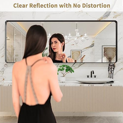 LOAAO 84x32 Inch Black Bathroom Mirror Metal Framed