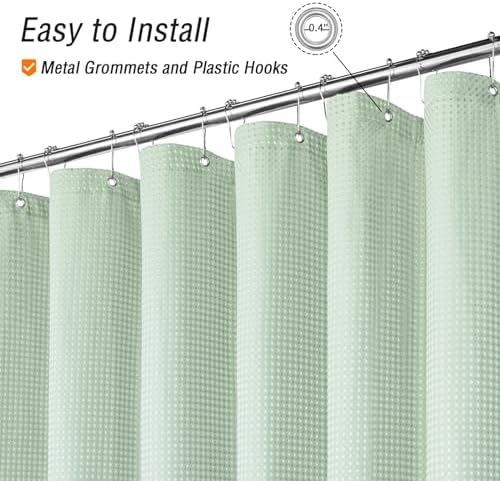 Gibelle Extra Long Mint Green Fabric Shower Curtain, 72 x 84